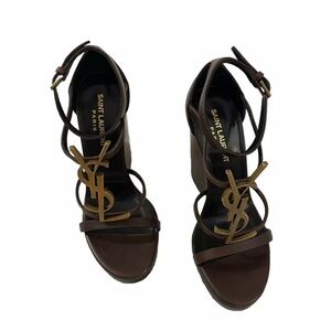 YSL Cassandra Wedge Brown SIZE 6.5